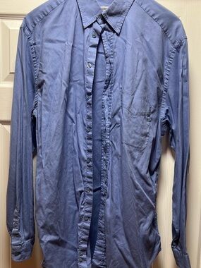 Emporio Armani Men's Classic Long-Sleeve Blue Button-Down Shirt